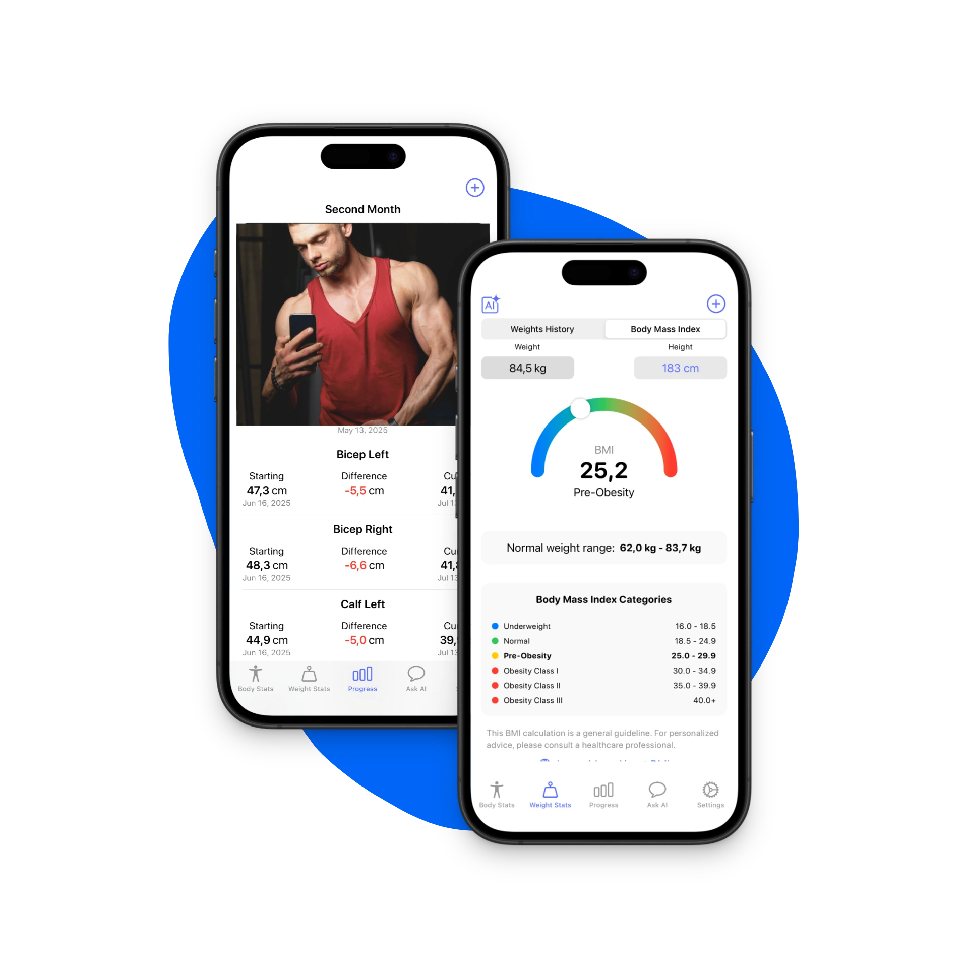 BMI calculator feature visualization